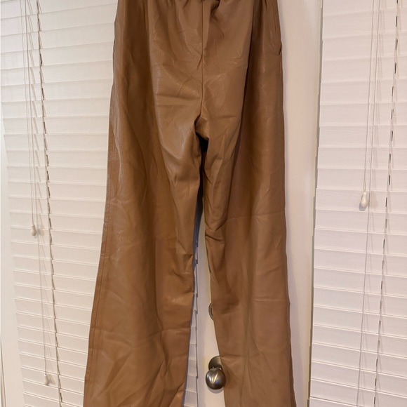 Anine Bing Classic Tan Wide-Leg Pants Vegan Leather - Picture 7 of 8
